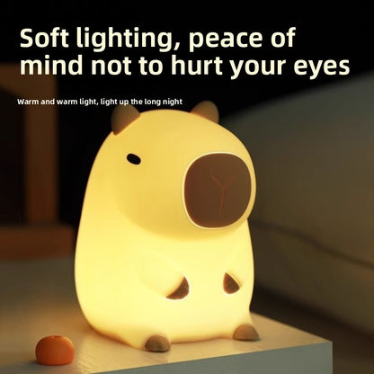 Cute Capybara Night Light Cute Cartoon Silicone Creative Bedside Sleep Night Lamp Room Decor Birthday Christmas Gift