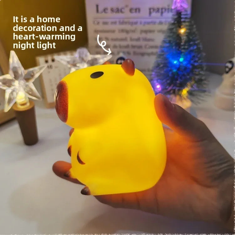 Cute Capybara Night Light Cute Cartoon Silicone Creative Bedside Sleep Night Lamp Room Decor Birthday Christmas Gift