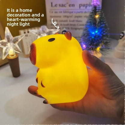 Cute Capybara Night Light Cute Cartoon Silicone Creative Bedside Sleep Night Lamp Room Decor Birthday Christmas Gift