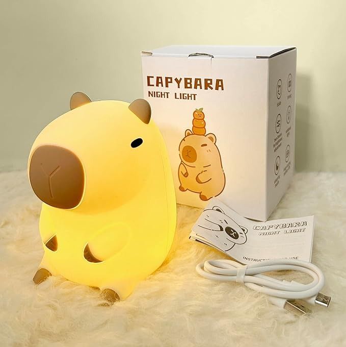 Cute Capybara Night Light Cute Cartoon Silicone Creative Bedside Sleep Night Lamp Room Decor Birthday Christmas Gift