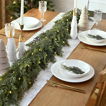 Christmas Pine Needle Garland Soft Rubber Feel Norfolk Pine Cypress Rattan